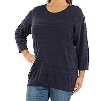 Karen Scott Womens Plus Knit Textured Pullover Sweater Navy 0X