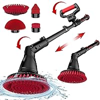 Electric Spin Scrubber with 𝐁𝐢𝐠 𝐁𝐫𝐮𝐬𝐡 𝐇𝐞𝐚𝐝, Cordless Shower Scrubber, 400RPM-90Min Work Time/4 Large Brush Heads, 3 Adjustable Size, Power Scrubber for Bathroom Tub Tile Floor Toilet