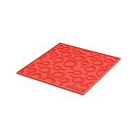 7 In Square Silicone Skillet Pattern Trivet, Red