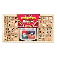 Melissa & Doug Wooden Alphabet Stamp Set - 56 Stamps With Lower-Case and Capital Letters - Preschool Writing Toys, ABC Stamps, Kids Arts & Crafts, Letter Stamps For Kids Ages 4+