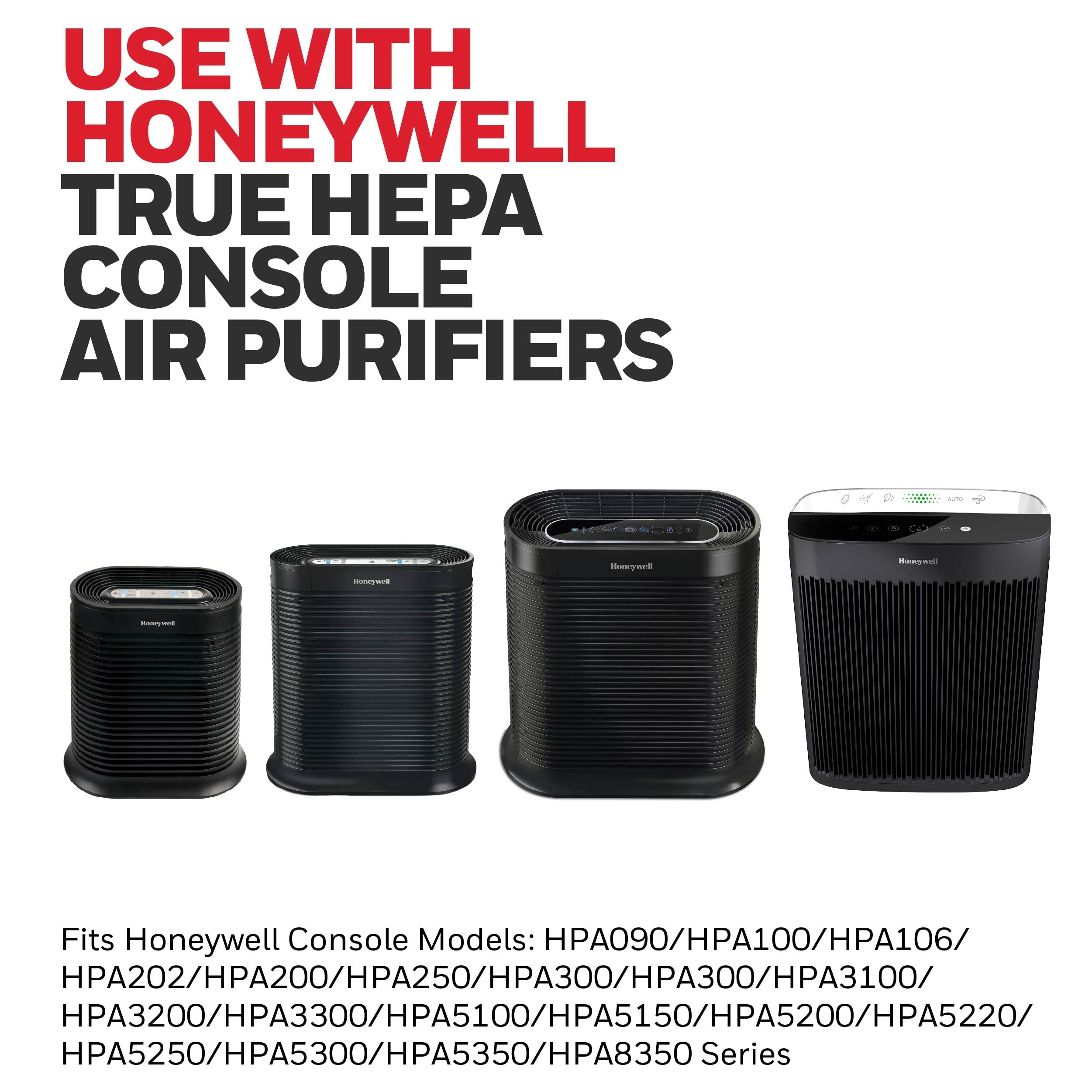 Honeywell HEPA Air Purifier Filter R, 2-Pack for HPA 100/200/300 and 5000 Series - Airborne Allergen Air Filter Targets Wildfire/Smoke, Pollen, Pet Dander, and Dust