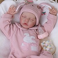 Lifelike Reborn Baby Dolls - 18-Inch Sweet Smile Real Life Realistic-Newborn Sleeping Baby Girl with Toy Accessories Gift Set for Kids Age 3+