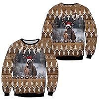 Deer Hunting Christmas All-over Print Sweater (S-5XL), deer christmas sweater, deer ugly christmas sweater, deer christmas ugly sweater Multicolor