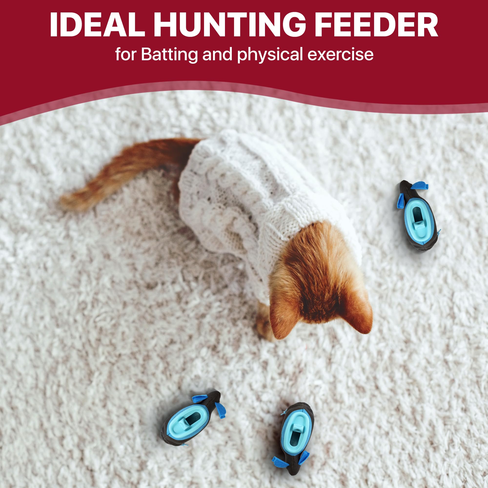 Ethical Pet Products 68000719: Cat Feeder Indoor Hunting, Blue/Gray, Pack of 3