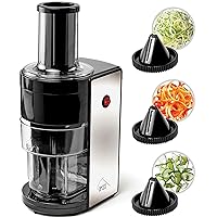 Electric Spiralizer with 3 Blades - Fast, Easy Spiral Vegetable Slicer - Stainless Steel - Compact Storage - Fits Most Large Vegetables Including Zucchini and Carrots - By PII