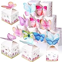Ctosree 24 Pcs Butterfly Party Favor Boxes Spring Butterfly Floral Candy Treat Bags Pink Purple Blue White Butterfly Gift Paper Box for Butterfly Decor Birthday Party Baby Shower Supplies