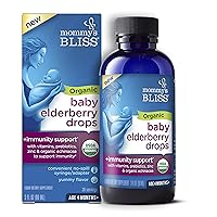 Mommy's Bliss Organic Baby Elderberry Drops, Immnity Support with Vitamins, Prebiotics, Zinc & Organic Echinacea, Age 4 Months +, 3 Fl Oz (36 Servings)