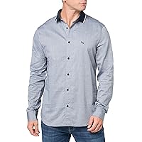 A｜X ARMANI EXCHANGE Men's Long Sleeve Contrast Collar Button Down Shirt. Regular Fit