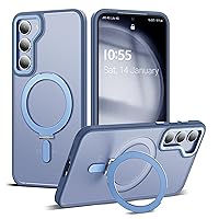 for Samsung Galaxy S23 Plus Case with Magnetic Invisible Ring Stand, Compatible with MagSafe, Military Drop Protection Translucent Matte S23 Plus Phone Case for Men and Women, Blue