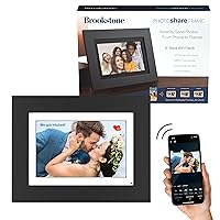 Brookstone 8” WiFi Digital Photo Frame | Send Photo or Video from Phone to Digital Picture Frame with Free PhotoShare Frame v2 app | End-to-End Encryption | Quick Easy Setup | Black Wood