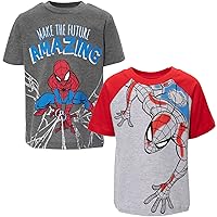 Marvel Avengers Spider-Man 2 Pack T-Shirts Toddler to Big Kid Sizes (2T - 18-20)