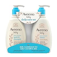 Aveeno Baby Daily Care Gift Set with Natural Oat Extract & Oatmeal, Contains Daily Moisturizing Body Lotion & Gentle 2-in-1 Baby Bath Wash & Shampoo, Hypoallergenic & Paraben-Free, 2 Items