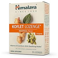 Koflet Lozenges, Original Menthol Flavor, Natural Herbal Cough Drop for Warming Relief and Soothing Throat Comfort, 130 mg, 20 Lozenges