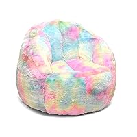 Sorbet Dreams Rainbow Fur Kids Bean Bag Chair, Multicolor, Large