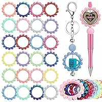 20 Pcs 42 mm Round Acrylic Focal Frame Circle Loop with 2 Holes for DIY Beaded Pen Keychain Focal Bead Loop for Pen Jewelry Making Bracelet Car Necklace Craft Hanging Ornament