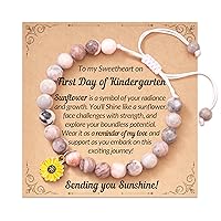 Back to School/Kindergarten Gifts, Sunflower Natural Stone Bracelets, First Day of Kindergarten | School Gifts for Daughter Niece Granddaughter Sister Girls