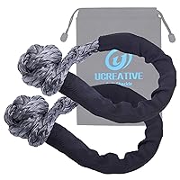 UHMWPE Rope Shackle with Extra Sleeves for Sailing SUV ATV Truck Jeep Off Road Recovery 35,000lbs Breaking Strength Ucreative Synthetic Soft Shackle 7/16 Inch x 20 Inch Gray, 2-Pack 