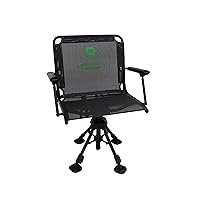 Barronett Blinds 360 Deluxe Wide Chair, Silent 360-degree Swivel Hunting Chair, Extra-Wide, Comfortable TearTuff Mesh Seat, Adjustable Height, 350 lb. Capacity, Black, BC107