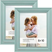 Langdon House 8x10 Real Wood Picture Frames (2 Pack, Eggshell Blue - Gold Accents), Wooden Photo Frame 8 x 10, Wall Mount or Table Top, Lumina Collection