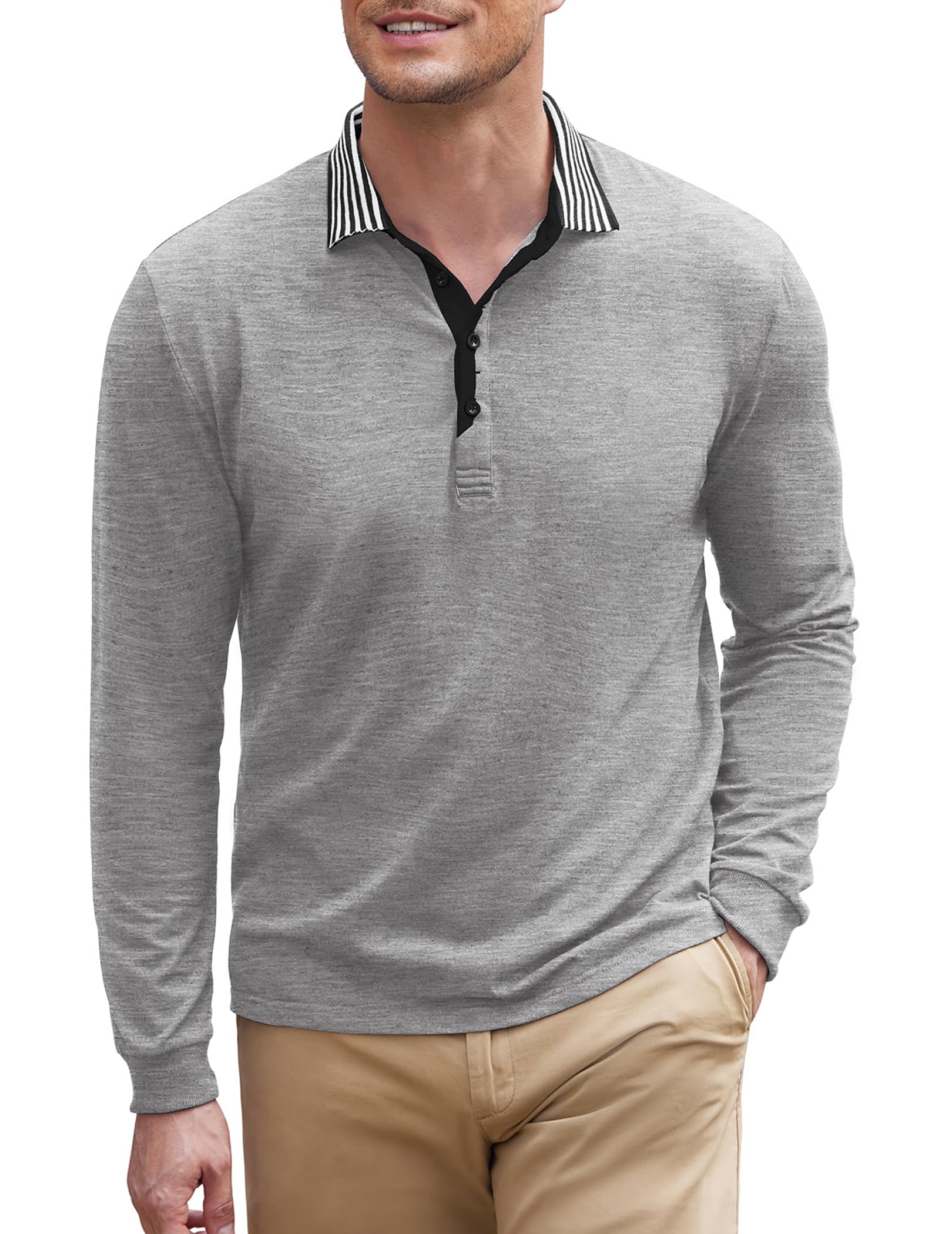 Mua COOFANDY Men's Long Sleeve Polo Shirt Striped Collar Casual Slim Fit  Cotton Polo T Shirts trên Amazon Mỹ chính hãng 2023 Giaonhan247