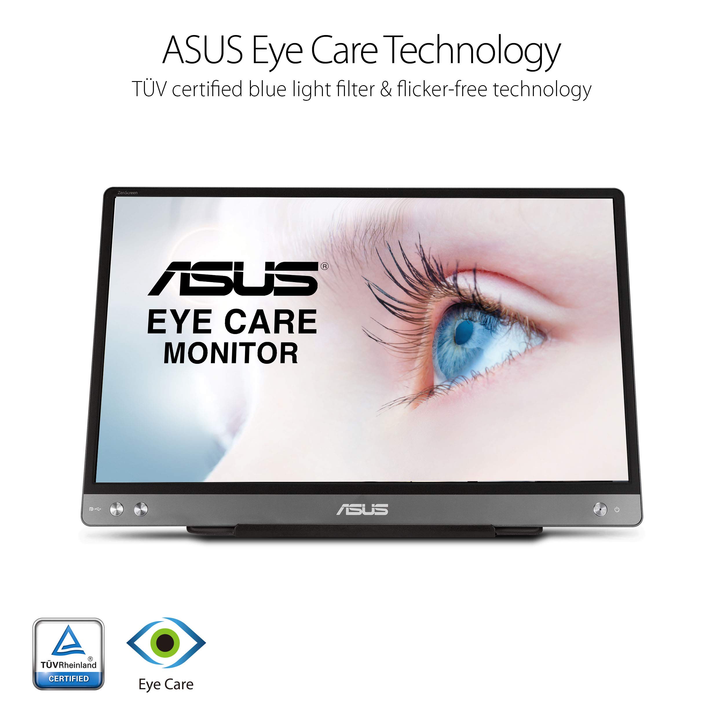 ASUS ZenScreen MB14AC 14” Portable USB Monitor, 1080P Full HD, IPS, USB Type-C, Eye Care, Anti-glare surface, External Screen for Laptop, Hybrid Signal Solution, 3-Year Warranty , GRAY
