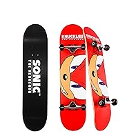 Sonic The Hedgehog Character Skateboards - Cruiser Skateboard with ABEC 5 Bearings, Durable Deck, Smooth Wheels (Choose from Sonic, Knuckles, Tails or Sonic & Friends)