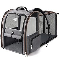Large Cat Backpack Carrier Expandable Pet Carrier Backpack for Small Dogs Medium Cats Fit Up to 18 Lbs, Dog Backpack Carrier, Foldable Puppy Backpack Carrier for Travel, Hiking,Grey