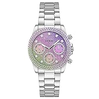 GUESS US Women's Silver-Tone and Ombre Multifunction Watch