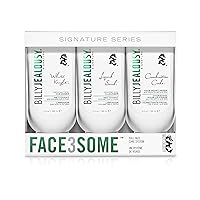 Face3Some Face Trio Vegan Mens Skin Care Kit with Travel Size Daily Facial Cleanser, Exfoliating Facial Cleanser and Face Moisturizer, Gentle Fresh Scent