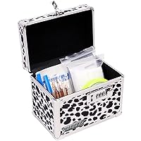 Vaultz Medicine Lock Box w/Combination Lock - 5 x 7 x 5 Cabinet Safe, Black & White Leopard