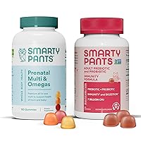 SmartyPants Prenatal Multivitamins and Probiotic Immunity Bundle: Omega 3 Fish Oil (EPA/DHA), Biotin, Methylfolate, Vitamin D3, C, Digestive & Immune Support Supplement (30 Day Supply)