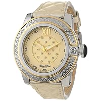 Women's GR32062D So-Be Mood Gold Tone Dial Diamond Accented Gold Quilted Leather Watch