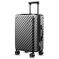 LUGGEX Carry On Luggage 22x14x9 Airline Approved - 35L Polycarbonate Expandable Hard Shell Suitcase with Spinner Wheels (Black, 20 Inch)