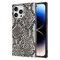 Cocomii Square Case Compatible with iPhone 14 Pro Max - Luxury, Slim, Glossy, Black & Cream, Exotic Snake Print, Easy to Hold, Anti-Scratch, Shockproof (Python)