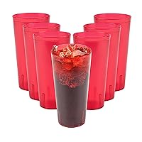 Restaurantware - Bev Tek 24 Ounce Plastic Tumblers, 10 Shatterproof Pebbled Tumblers - Pebbled Finish, Dishwashable, Red Plastic Stackable Party Tumblers, Reusable, For Serving At Catered Event