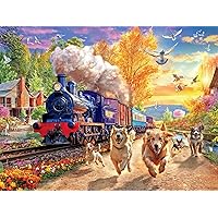 Buffalo Games - Racing The Train - 750 Piece Jigsaw Puzzle for Adults Challenging Puzzle Perfect for Game Nights - Finished Size 24.00 x 18.00