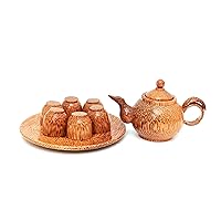 Vietnamese Handcraft Natural Coconut Wood Teapot & Cups Set