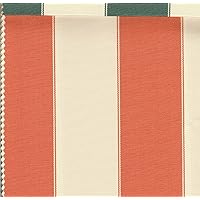 Waterproof Outdoor Canvas Stripes Fabric Per Yard 60 Inches Wide, Orange/Off White