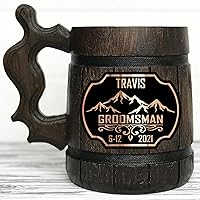Groomsmen Beer Mug. Groomsman Mug. Personalized Wooden Beer Mug. Personalized Groomsmen Gift. Groomsman Gift. Best Man Gift. Wooden Tankard. Personalized Wedding Gift Wood Mug Custom Beer Steins K173