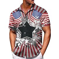 American Flag Hawaiian Shirt for Men Short Sleeve Patriotic Shirts 4th of July Button Down Summer Shirts 2024 M-8XL