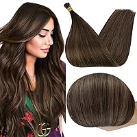 I Tip Human Hair Extensions 16 Inch Keratin Extensions 40g Balayage Darkest Brown Fading to Ash Brown Fusion Extensions 50s Hair Extensions I Tip #2/8/2