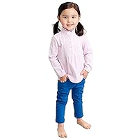 Toddler Girls' Blue Cotton Jeans - Adjustable Waist Pants with Pockets