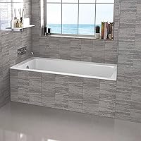 Acrylic Fiberglass Drop In Bathtub - Alcove Soaking Bath Tub with Integral Apron Front - Bathtubs & Soaking tub with Left Hand Drain (60