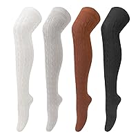 4 Pairs Thigh High Socks for Women Knit Long Over the Knee Socks Knee High Socks Gifts