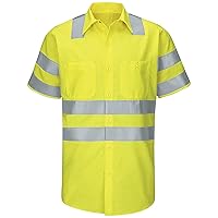 Red Kap Men's Hi-Visibility Short Sleeve Ripstop Work Shirt-Type R, Class 3