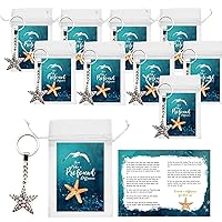 Smiling Wisdom - 10 Bulk Sets - Employee Staff Appreciation 3x5.5 Greeting Cards, Sheer Pull String Bags and Matching Gifts - Women, Men - (30 Pieces) (Teal Cards - Silver Starfish KC)