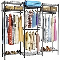 ROOMTEC Portable Closet Heavy Duty Clothes Rack Freestanding Wardrobe Closet Load 1000 LBS with Adjustable Wire Shelves, Hanging Rods, Hooks, 70.8