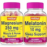 Magnesium Citrate 250mg + Melatonin 10mg, Gummies Bundle - Great Tasting, Vitamin Supplement, Gluten Free, GMO Free, Chewable Gummy