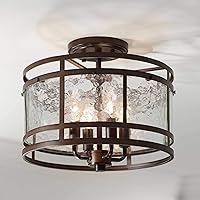 Franklin Iron Works Elwood Finish Rustic Industrial Ceiling Light Semi-Flush Mount Fixture Oil Rubbed Bronze 13 1/4