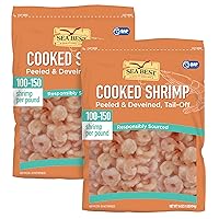 100/150 Cooked Peeled & Deveined Tail On Shrimp, 16 Ounce (Pack of 2)